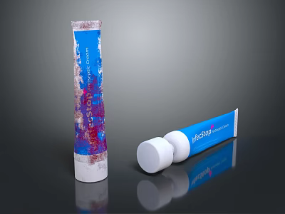 Medigel Brand Blue Medical Device Tube with Red Pattern and White Cap 3d model
