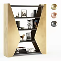 Modern Multilayer Gold Black Storage Shelf With Decorative Figurines Books And Artwork
