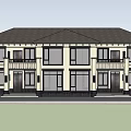 Modern Semi-detached Villa Exterior Design With Large Glass Windows Front Doors And Balconies