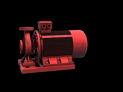Red High Efficiency Industrial Equipment Pump With Electric Motor And Base Mount 3d model