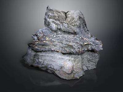 Geological Natural Rock Formation With Metallic Shiny Texture And Layered Surface 3d model