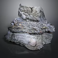 Geological Natural Rock Formation With Metallic Shiny Texture And Layered Surface