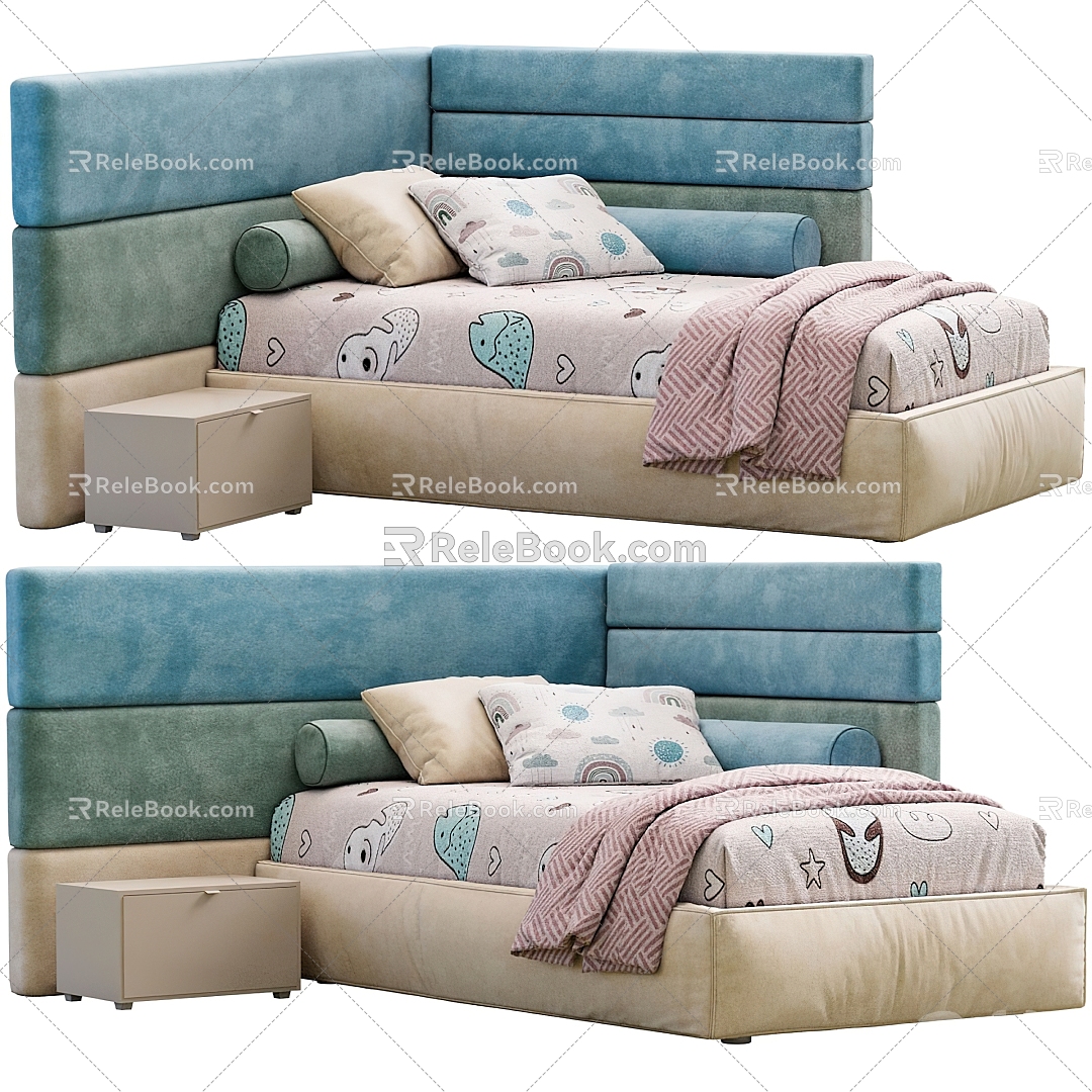 Modern Single Bed Children's Single Bed 3d model