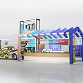 Modern Liquor Store Exterior Design With Storefront Signage And Wine Display Shelves