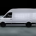 White Commercial Cargo Van With Modern Sleek Body And Black Wheels