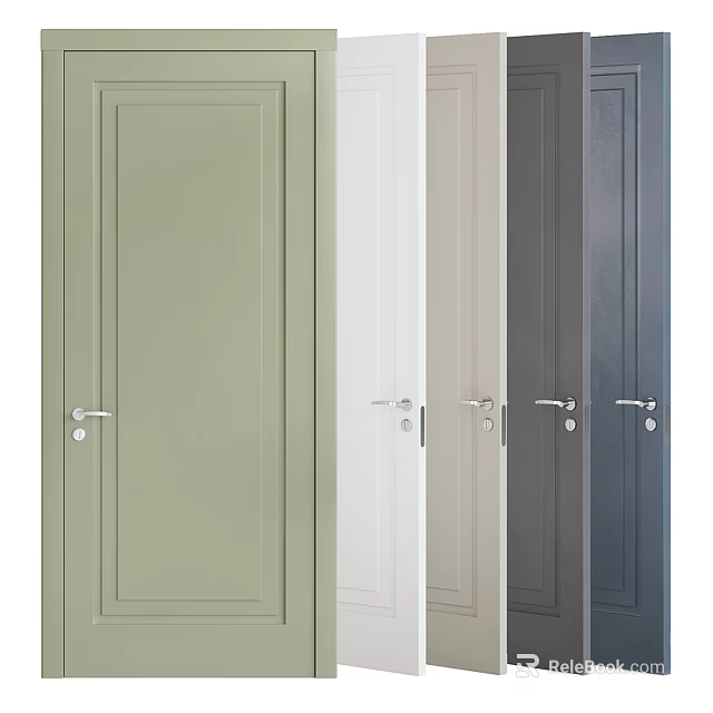 Interior Doors In Various Colors With Handle Design 3d model