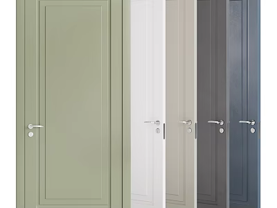 Interior Doors In Various Colors With Handle Design 3d model