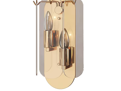 Modern Brass Wall Sconce With Double Bulbs And Curved Metal Design 3d model