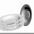 White Porcelain Dinnerware Set With Stacked Plates And Bowls For Everyday Use
