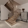 Elegant Modern Wooden Staircase With Illuminated Railing In Interior Design
