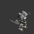 Game And Movie Character Featuring Mechanical Silver Armor And Arm Mounted Weapons