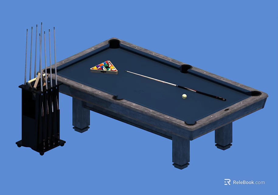 High Quality Billiard Table With Cue Sticks And Balls For Sports Equipment 3d model 