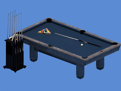High Quality Billiard Table With Cue Sticks And Balls For Sports Equipment 3d model