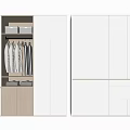 Modern Wardrobe Design With White And Light Wood Open Shelves Hanging Rods And Drawers