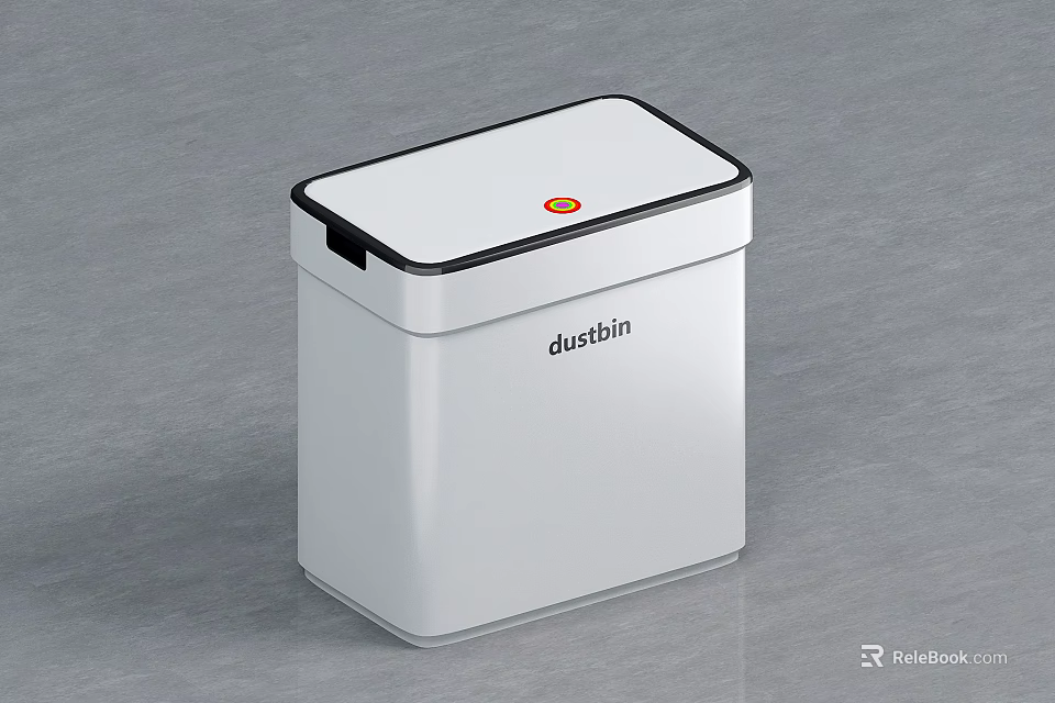 White Dustbin With Black Rim And Orange Button Modern Design For Home Household Use 3d model 
