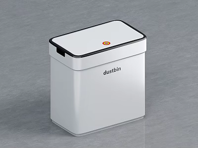 White Dustbin With Black Rim And Orange Button Modern Design For Home Household Use 3d model