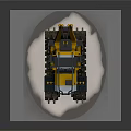 Yellow Tracked Mechanical Vehicle Model With Snow Base And Details