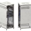 Industrial Equipment with Open Closed Designs Metal Enclosure Internal Cables Ventilation Holes and Wheels