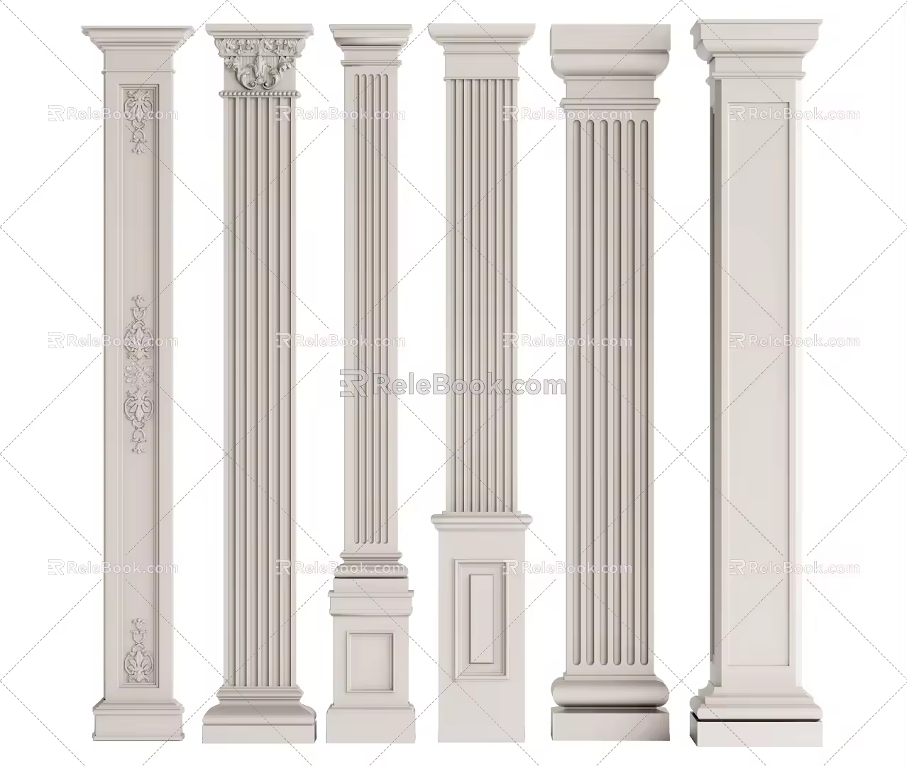 European Roman Column Roman Column Gypsum Line Carving 3d model