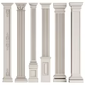 European Roman Column Roman Column Gypsum Line Carving 3d model