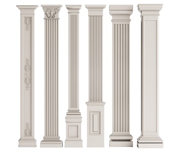 European Roman Column Roman Column Gypsum Line Carving 3d model