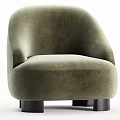 Modern Single Sofa With Velvet Upholstery Beige Green Colors Curved Armrests And Black Legs