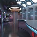 Futuristic Sci Fi Robot Base Interior With Glowing Signage And Metallic Structures 3d model