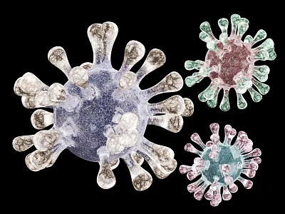 3D Rendered Virus Structures With Colorful Spikes And Varied Hues 3d model