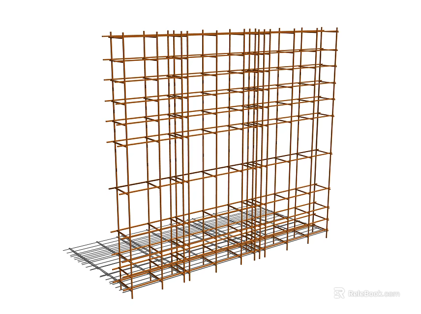 Steel Reinforced Partition with Grid Framework and Metal Mesh Base 3d model 