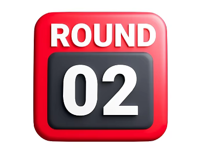 Red Square Icon Design With White ROUND Text And Black 02 Section 3d model