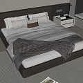 Double bedside table pillow carpet ornaments 3d model