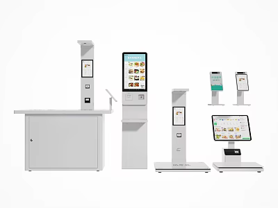 Commercial Retail Equipment Including Self Service Terminals Touchscreen Displays And POS Systems With Various Sizes 3d model