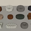 Modern Sofa Stool Fabric Sofa Stool Bed End Stool Foot Bench Round Stool Square Stool Lazy Sofa Cushion 3d model