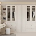 Elegant Modern White Wardrobe With Glass Doors Dressing Table And Clothes