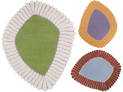 Colorful Shaped Rugs With Decorative Edges For Modern Home Interior Decor 3d model