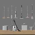 Wall Mounted And Floor Standing Cleaning Tools Including Mops Brooms Vacuum And Buckets