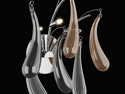 Modern Decorative Wall Lamp With Drop Shaped Glass Shades And Metal Frame For Home Interior 3d model