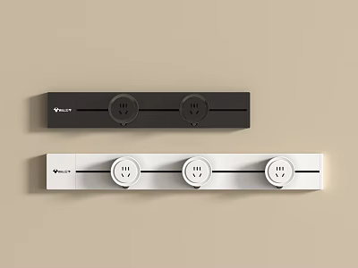Black And White Power Strips With Multiple Sockets And Modern Design 3d model