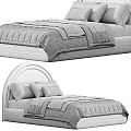 Soft Upholstered Kids Bed With Curved Headboard Beige Brown Colors Pillows And Quilted Bedding