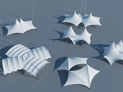Tensile Membrane Architectural Structures With Various Modern Design Shapes And Forms 3d model