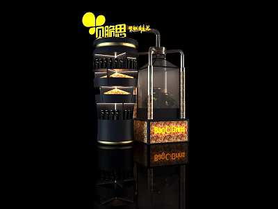 Modern Bar Showcase Shelves With Illuminated Glass Doors And Sturdy Metal Frame Design 3d model