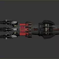 Futuristic Spacecraft Propulsion Engine 3D Model With Red Black Components