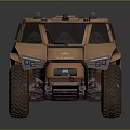 Brown Armored Offroad Functional Vehicle With Large Tires And Lights