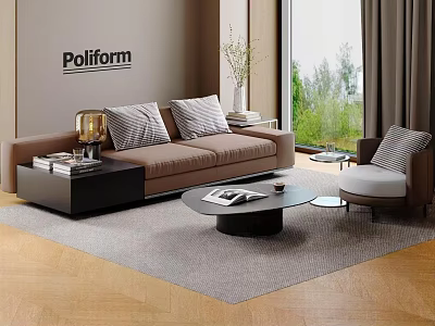 Modern Luxury Leather Sofa And Coffee Table Combination For Cozy Home Living Room Interiors 3d model