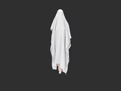 White Ghostly Game Movie Character With Sheet Covered Body And Exposed Feet On Black Background 3d model