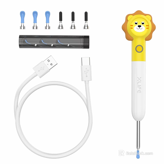 Lion Shaped Ear Cleaning Endoscope With USB Cable And Accessories 3d model