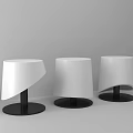 Modern Minimalist Three Stools With White Seat And Black Base For Interior Design