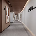 Spacious Well Lit Exhibition Hall With Wooden Display Cabinets And Artworks