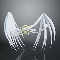 Character And Creature Design With White Wings And Golden Biomechanical Ornaments