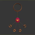 Red Circular Pendant With Yellow Pattern And Copper Ring Decorations Connected By Chains